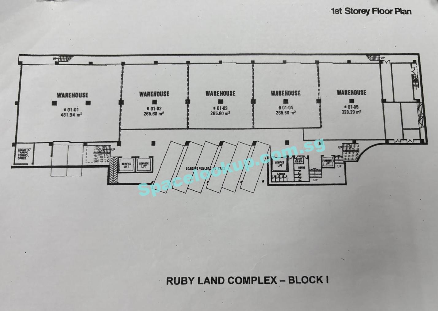 Ruby Land Level 1 Floor Plan_Blk 1 Ground Floor Warehouse 3534 sqft | Direct Loading | 5.1m Ceiling